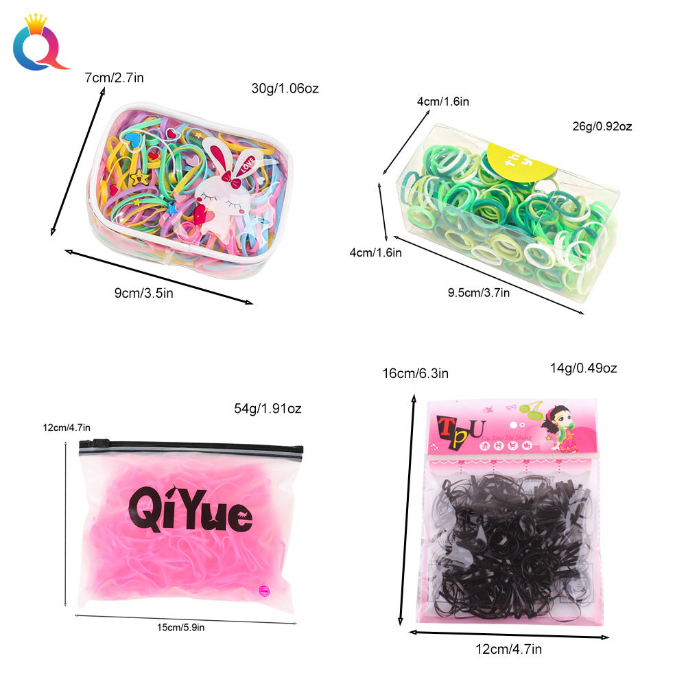 Wholesale of Qiyue Korean version candy children's bags, disposable high-elasticity rainbow small rubber band hair ties, hair ties and hair accessories Application Scenario