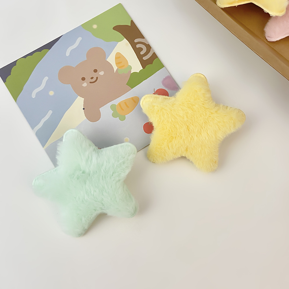 Cute heart-shaped star-shaped plush hair clips, children's hair accessories, headwear, five-pointed stars, diy plush hair clips, bangs clips, hair clips Specification drawing