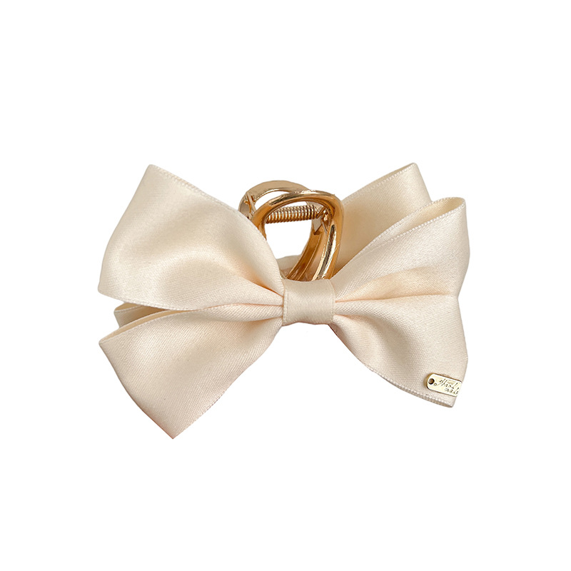 Korean black double-sided bow clip for women's high-end metal hair clips, spring and summer, shark clip hair accessory at the back of the head Item Picture