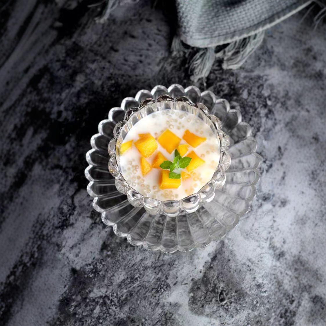European-style glass dessert bowl and plate set, fruit salad bowl, household sugar water, ice powder, silver ear soup bowl, snack small fruit bowl Specification drawing