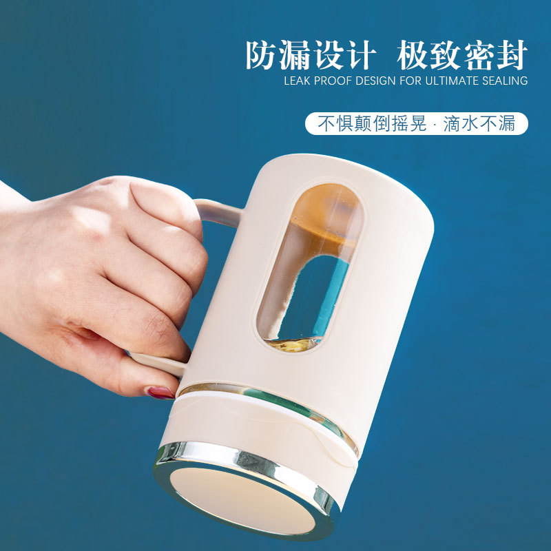 Double-layer glass cups, office tea brewing cups, sealed, leak-proof and heat-insulating water cups, household, business, advertising and gift cups Application Scenario