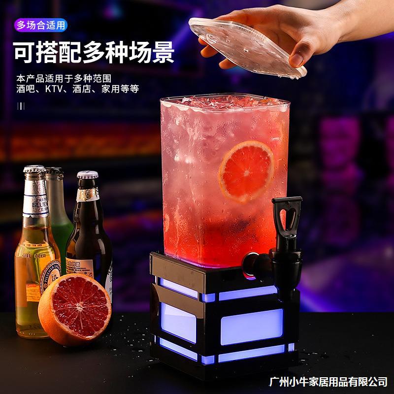 Luminous wine cannon, bar juice and cola bucket, stainless steel 3L beer bucket with faucet, popular draft beer bucket, wine utensils Application Scenario