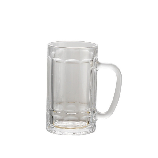 Glass draft beer cups with handles, thickened beer mugs, heat-resistant tea brewing handles, beer mugs, household wholesale juice cups Item Picture