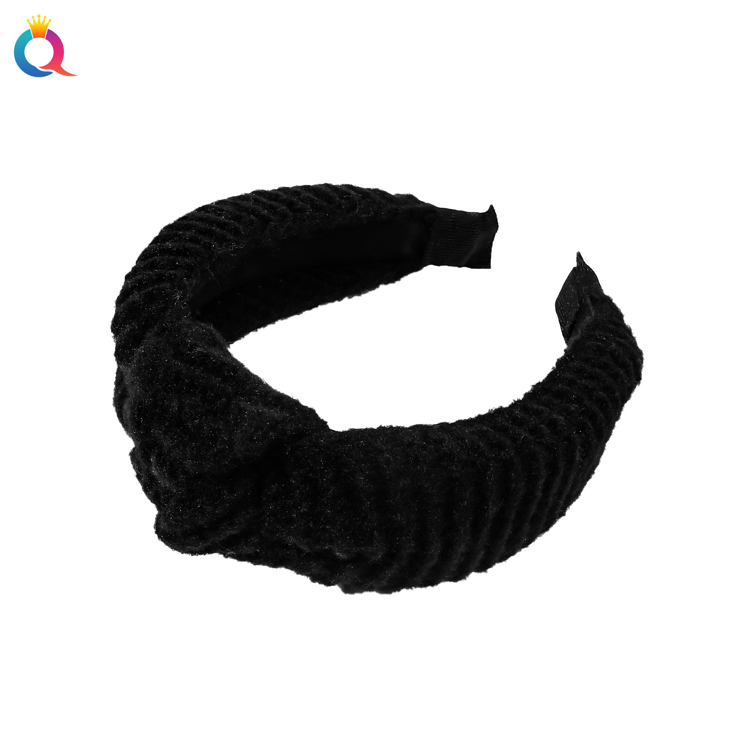 Qiyue Cross-border Autumn and Winter wide-edge woolen hair band, high-end feel, high top of the head, elegant face wash headband, hair hole hair accessory wholesale Item Picture