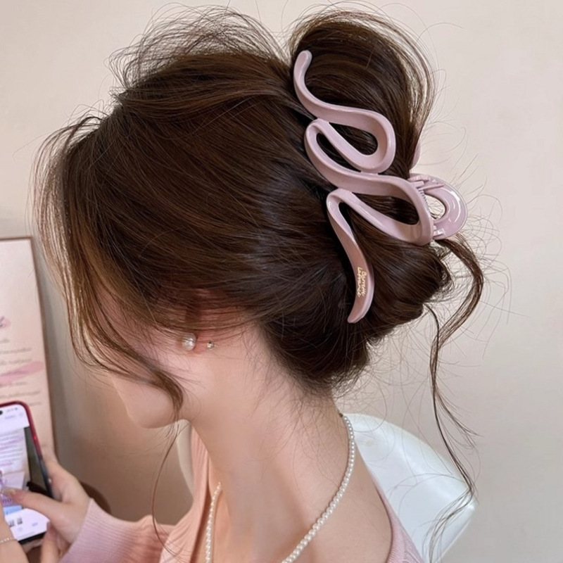 French letter hair clips and hair accessories, S wave shark clip at the back of the head, high-end style, large hairpin, thick hair clip, ins Specification drawing
