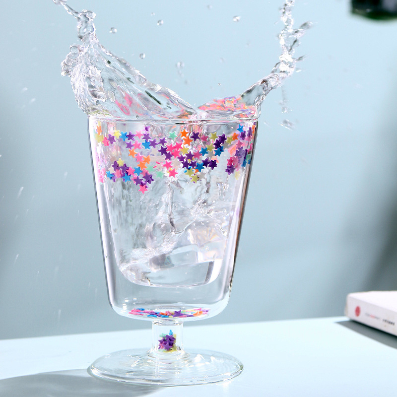 Household high-appearation-level water cups, household creative double-layer insulated glass cups, high borosilicate cups, gift tall wine glasses details Picture