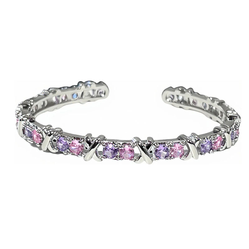 Korean version exquisite colored diamond zircon inlaid cross bracelet, women's niche design sense, gender-neutral style, versatile and light luxury bracelet Item Picture