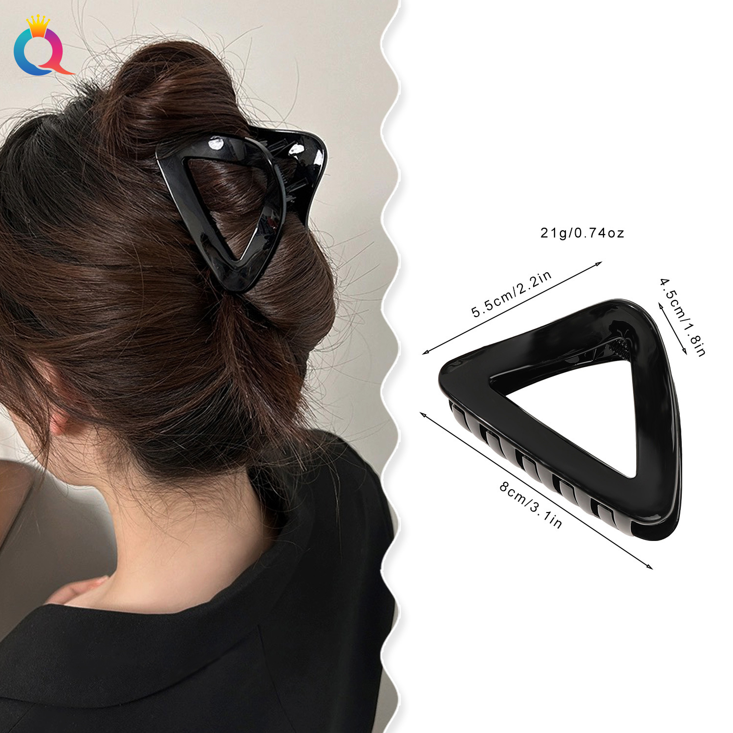 Qiyue's best-selling accessories: Hair clips, simple Maillard triangular grabbers, shark clips, semi-tied hair grabbers, and wholesale hair accessories details Picture