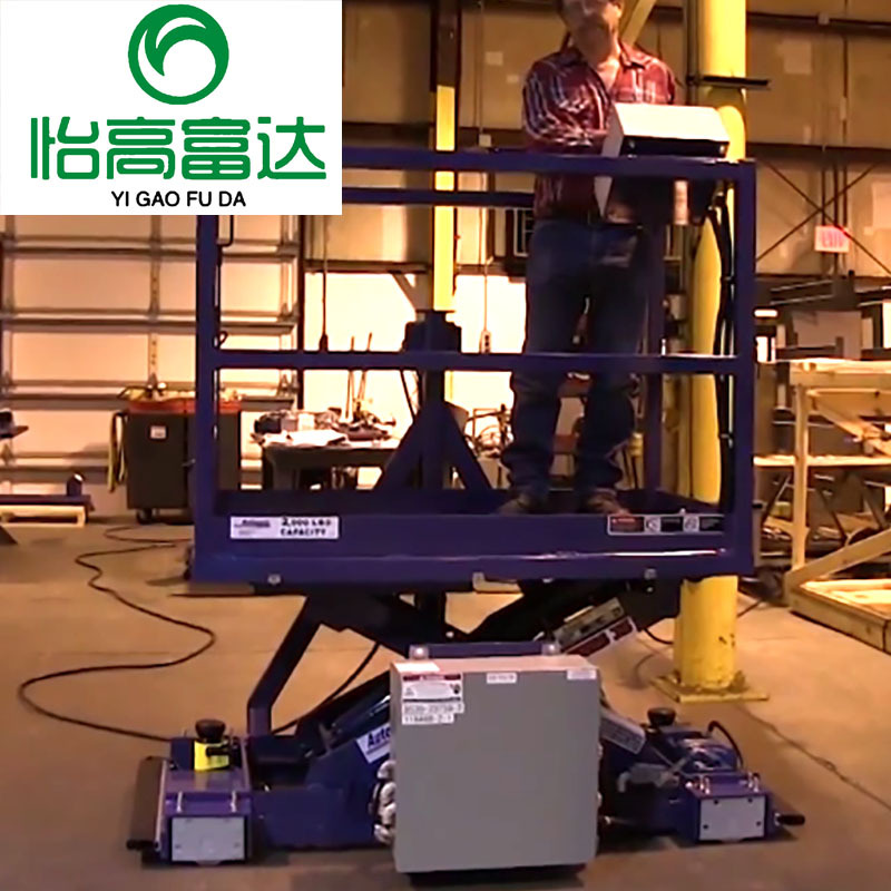 AGV intelligent material handling trolley, lifting transport platform trolley with lifting platform, McNamm wheel AGV robot Application Scenario