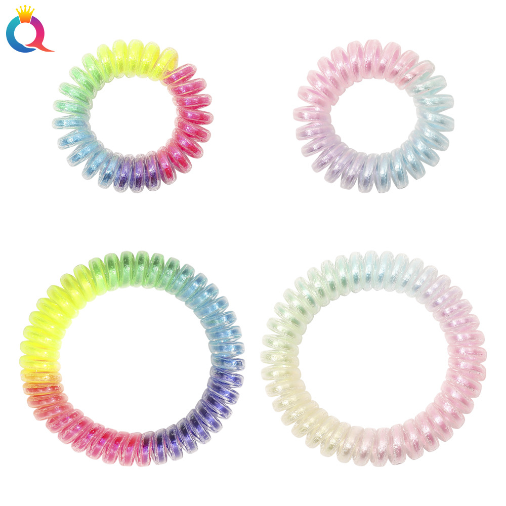 Qiyue Korean Rainbow telephone line hair band, high-elasticity candy color multi-color gradient hair accessory, beautiful and versatile hair accessory full figure
