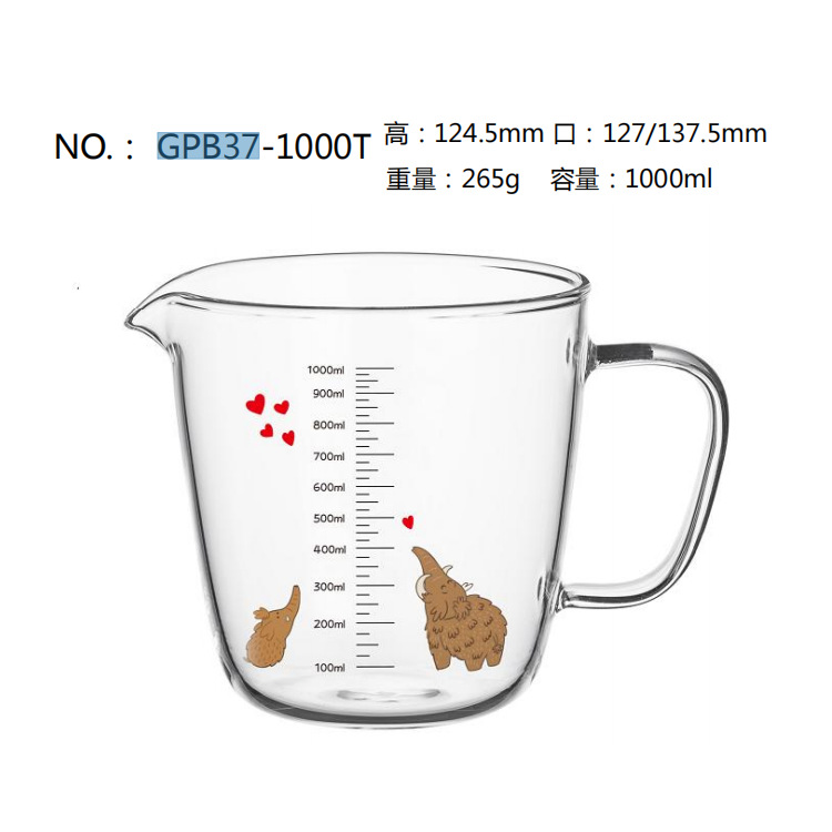 Green apple glass measuring cup with scale, household high-temperature resistant large-capacity milk cup, kitchen baking and egg beater cup Application Scenario