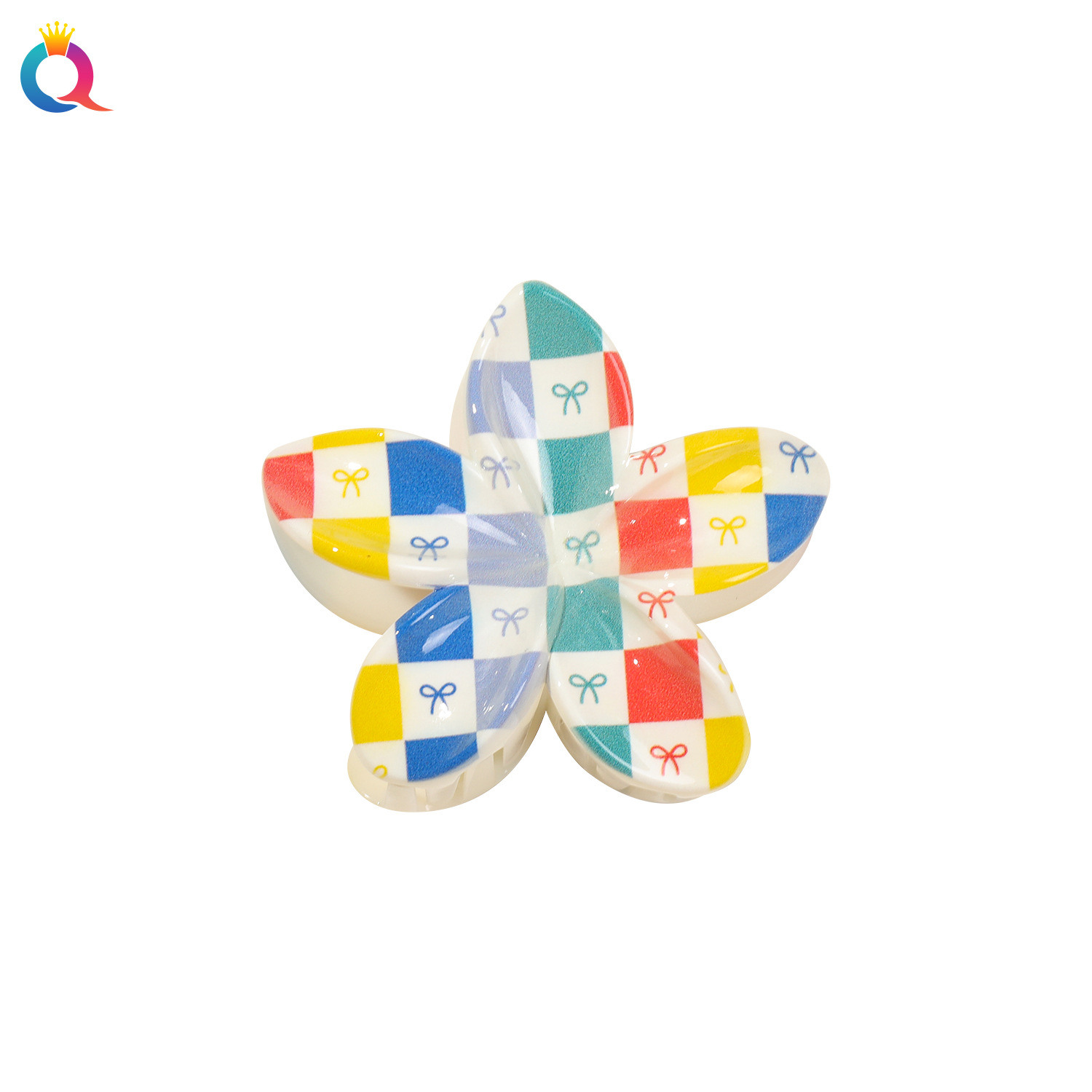 Qiyue Cross-border's new UV-printed color frellia hair clip, flower grab clip, high-end women's hair accessory, side grab shark clip Item Picture