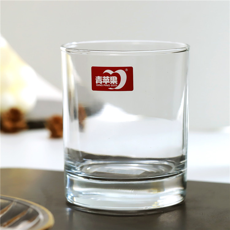 Green apple transparent glass straight water cup, heat-resistant glass cup, classical cup, whisky cup wholesale with logo printing details Picture