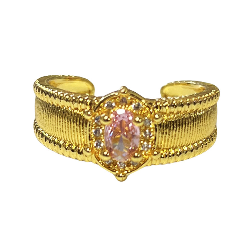 A popular brushed pigeon egg ring on Xiaohongshu, featuring a female mid-style pink diamond court fashion and a versatile and unique ring accessory Item Picture