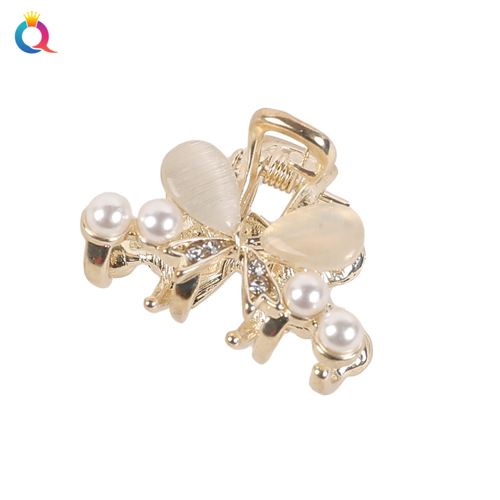 Qiyue Cross-border ins Metal Small claw clips, cat's eye stone butterfly hair clips, bangs clips, broken hair clips and hair accessories wholesale Item Picture