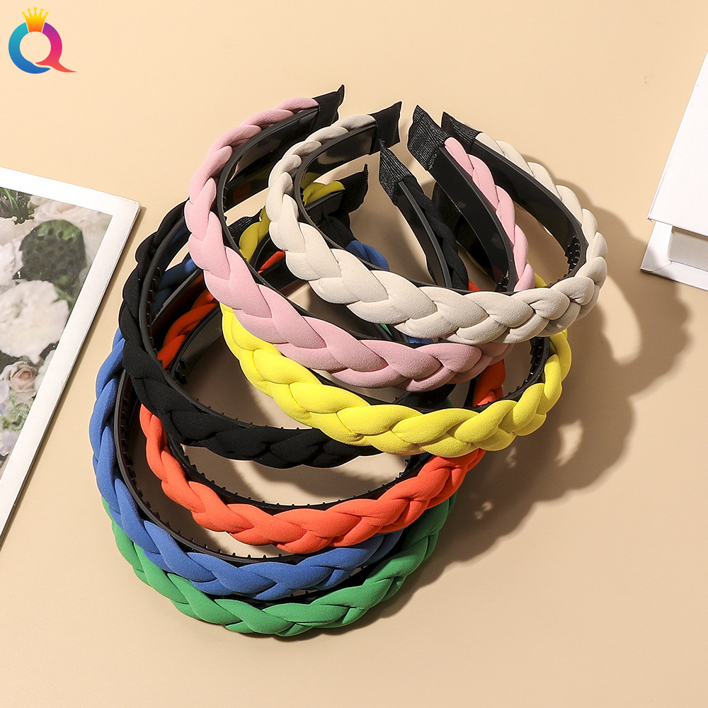 Qiyue's new spring braided hairband with teeth, simple and anti-slip, hand-woven braided headband, versatile hairpin full figure