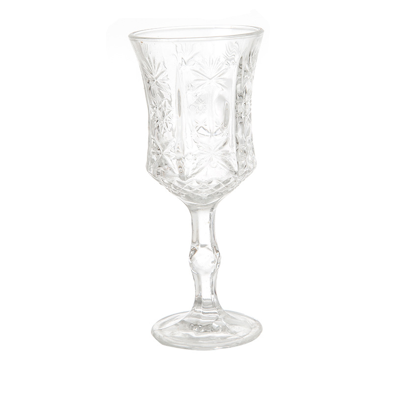 New high-footed juice cup, ice cream bowl, salad cup, creative chicken-tail cup, sunflower transparent glass wine glass details Picture