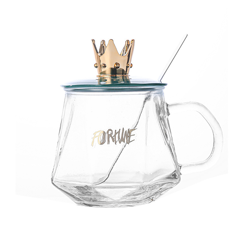 Crown milk cup, coffee cup, high-end glass water cup, student Korean version couple anti-scald cup, women's one-piece consignment creative Item Picture