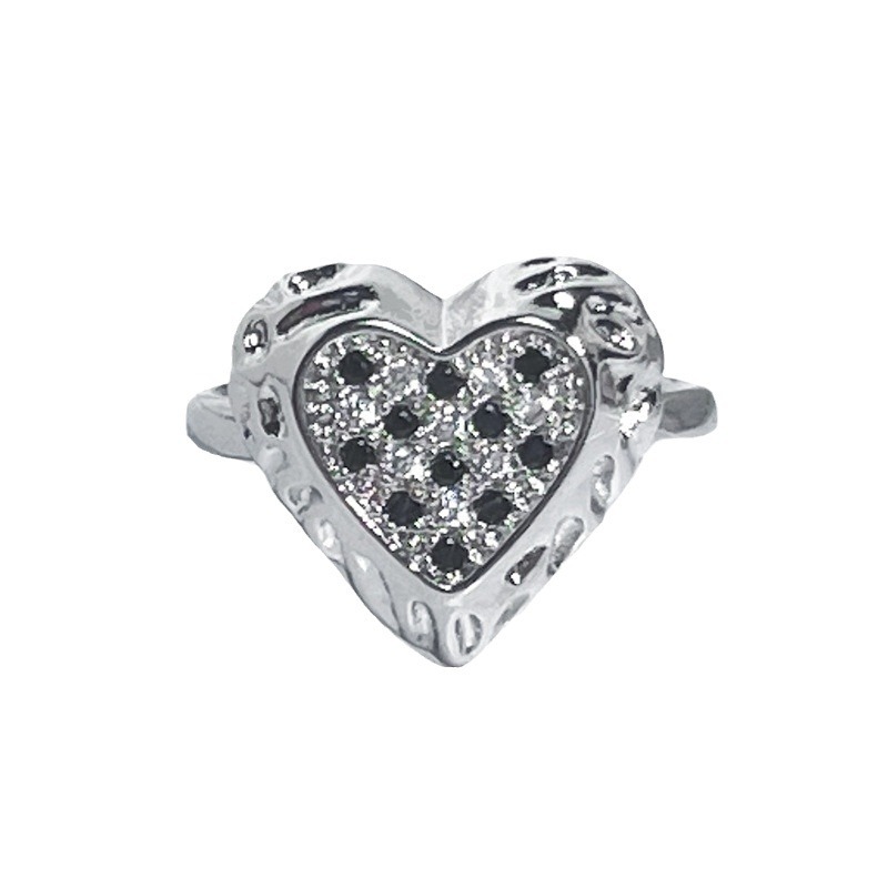 This is an irregular-textured bow, heart-shaped, open-mouth ring with an ins niche design and a light luxury index finger ring Item Picture