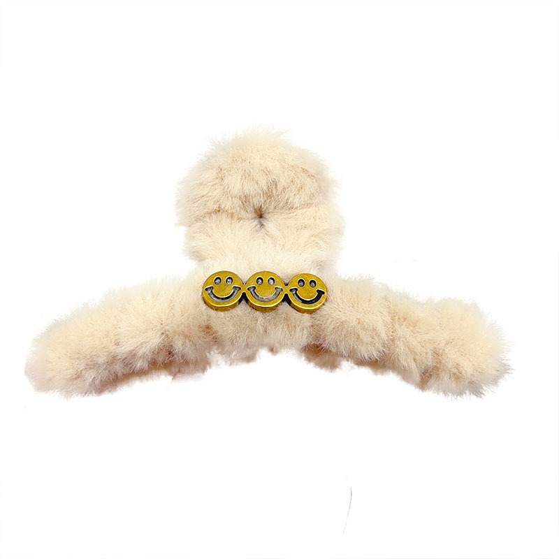 Autumn and winter: Maillard letter CD, plush and lettered clipper, ins, cold style, back of the head, updo, semi-tied hair accessory for women Item Picture