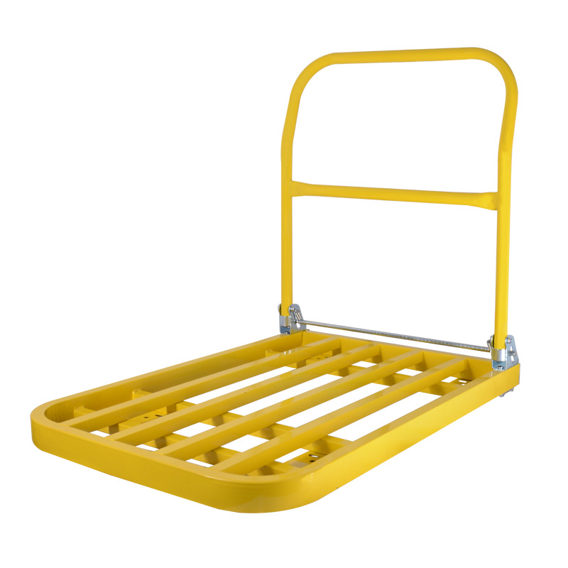 Square tube flat trolley, warehouse cargo handling, logistics, silent small trolley, four-wheel transport tool, folding trailer undefined
