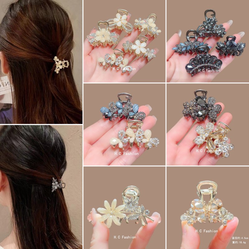 Medium-sized hair clip, adult semi-tied hair clip, hair clip, shark clip, hair accessory, crystal lady's top clip, Korean headwear full figure