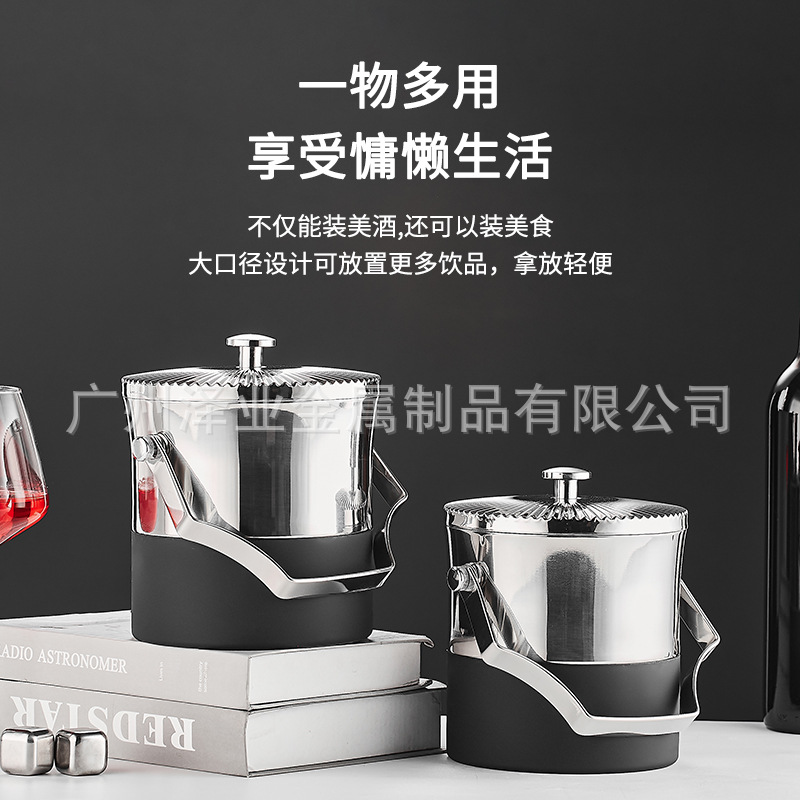 Foreign trade stainless steel ice buckets, commercial chilled beer buckets with LIDS for cold preservation, small ice buckets for bars, ktv ice storage buckets details Picture
