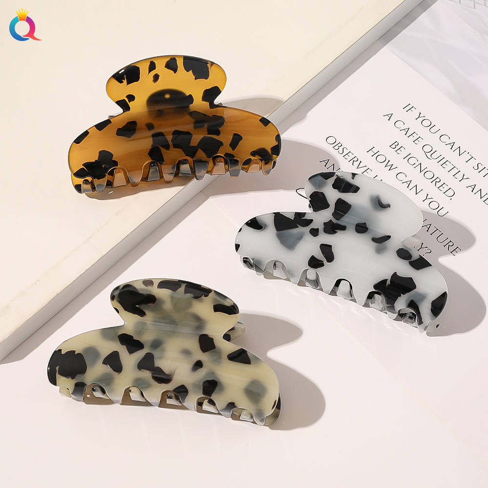 Qiyue Korean version acetic acid acrylic hair clip, marble-patterned back head updo hairpin, shark clip hair accessory B25 full figure