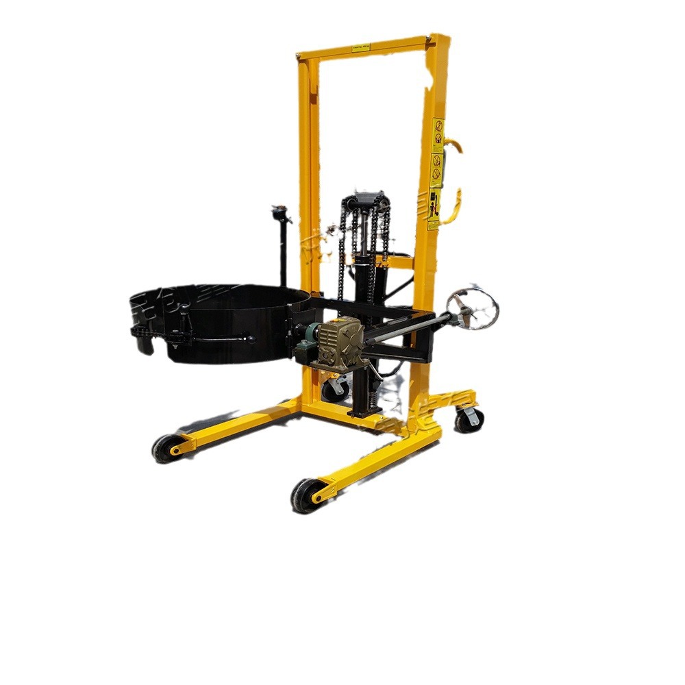 Warehouse goods stacking and handling vehicle, oil filling plastic drum, small four-wheel chemical hydraulic type oil drum elevator Item Picture