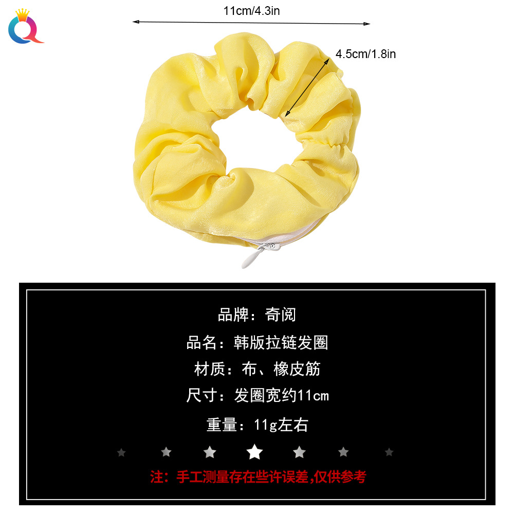 Qiyue European and American zipper large intestine rings, cross-border Amazon head ring wholesale, fashion trend Point Leopard print Hair rings and hair accessories Specification drawing