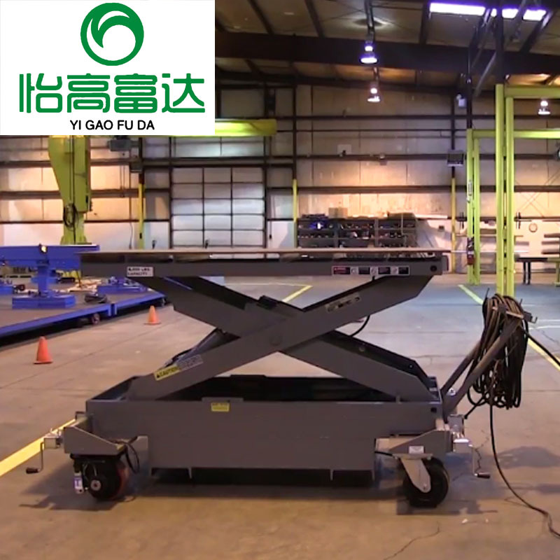 AGV intelligent material handling trolley, lifting transport platform trolley with lifting platform, McNamm wheel AGV robot details Picture