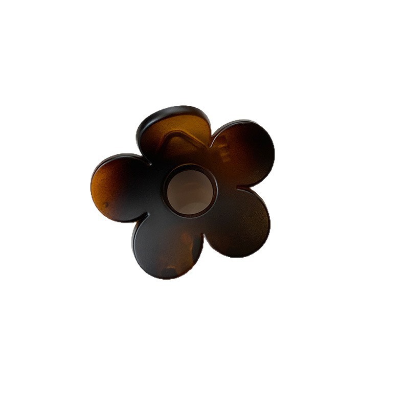 Small tortoiseshell hollowed-out small flower hair clip for women, ins forest-style versatile semi-grab shark hair clip, sweet grab clip Item Picture