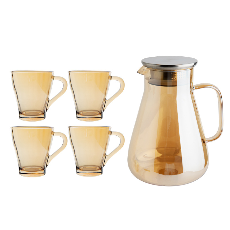 Glass cold water kettle, household high-temperature resistant cold water cup, heat-resistant explosion-proof large-capacity cold boiled water teapot set Item Picture