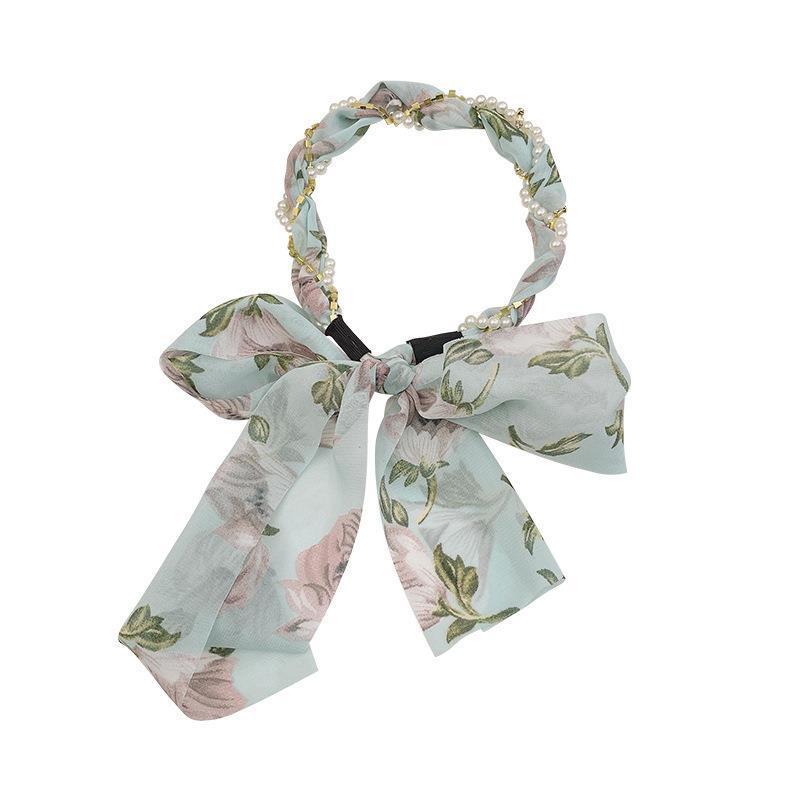 Floral ribbon headbands, forest-style silk scarves, hair ties, braid headbands and hair bindings for women's daily wear, exude a sense of sophistication Item Picture