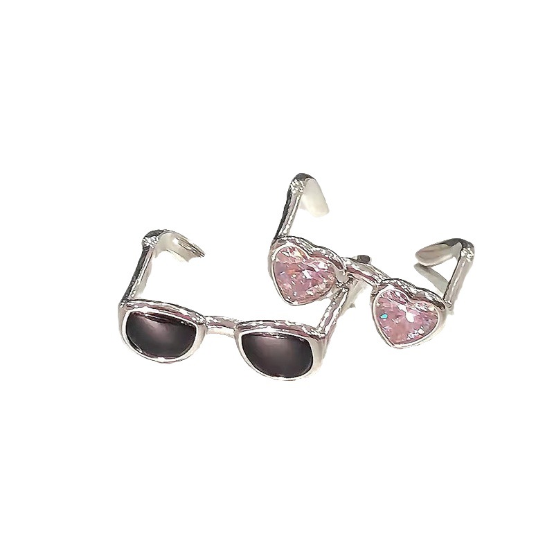 Fun, sweet and cool style glasses, open ring, women's niche design, unique and fashionable index finger ring, light luxury and high-end ring Item Picture