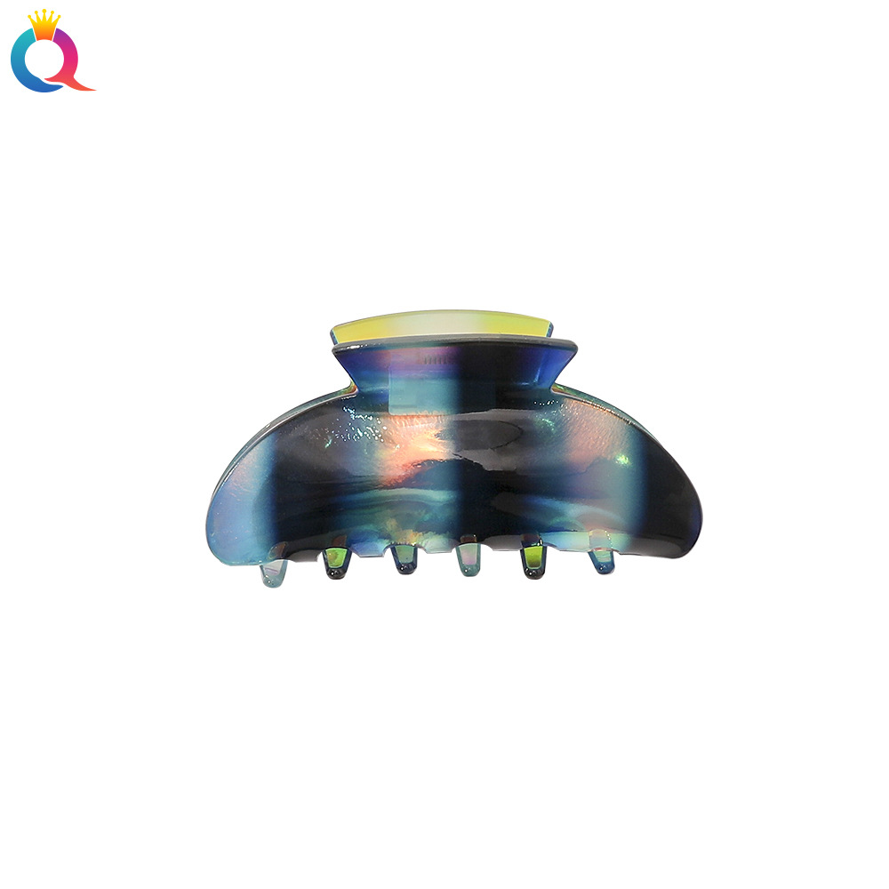 Qiyue Korean-style acetic acid hair clips, trendy and dazzling gradient color, back head updo hair clips, hairpins, shark clips headwear Item Picture