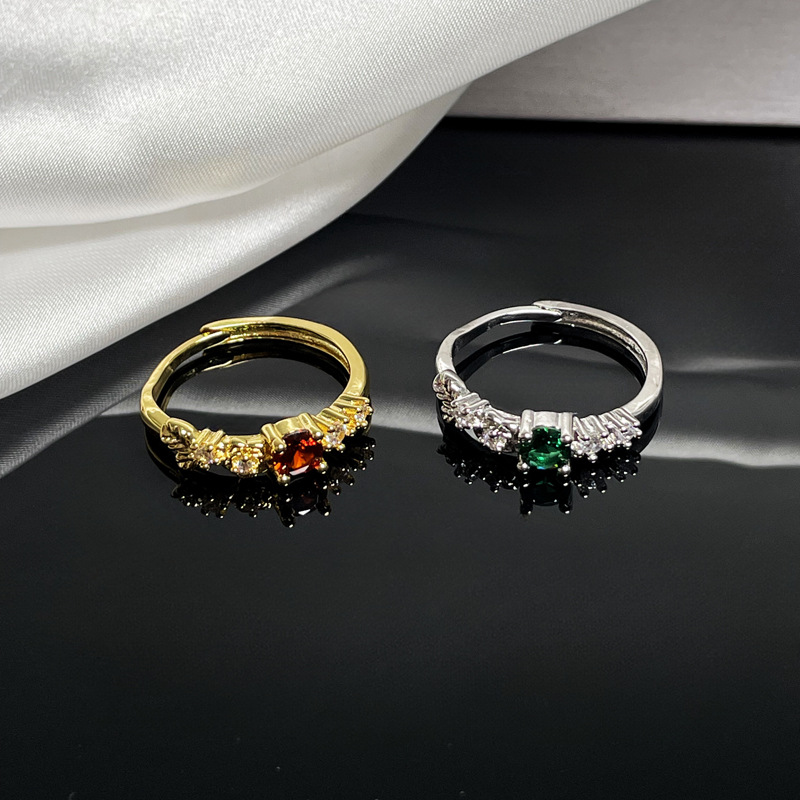 The mid-style design, niche and high-end zircon colored gemstone series ring, sweet and cool, small and elegant, retro food ring Application Scenario