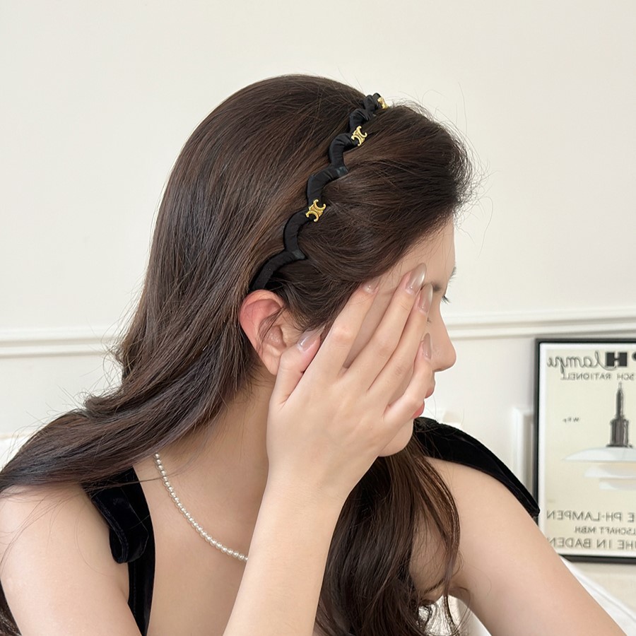 High-end Arc de Triomphe black headband with teeth, anti-slip, women's summer daily wear headband headwear 2025 new style Specification drawing