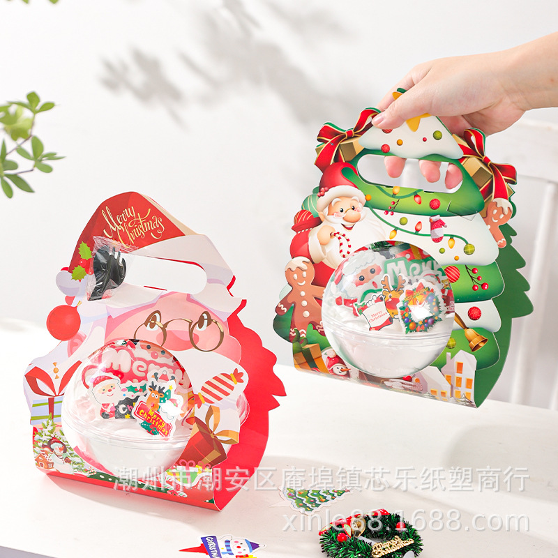 Christmas cake box, hand-held peace fruit mousse ball packaging box, popular transparent snack chocolate baking box Application Scenario