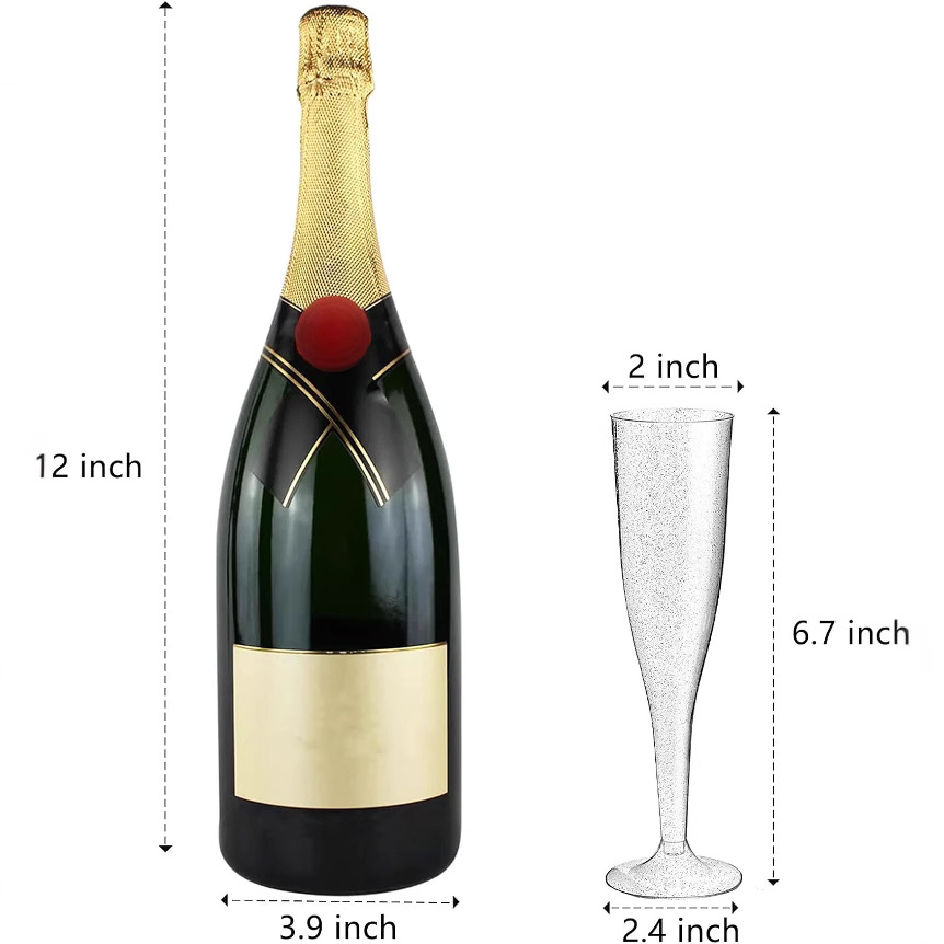 Factory wholesale 130ML silver glitter plastic champagne glasses, disposable wedding cocktail glasses, transparent champagne glasses details Picture