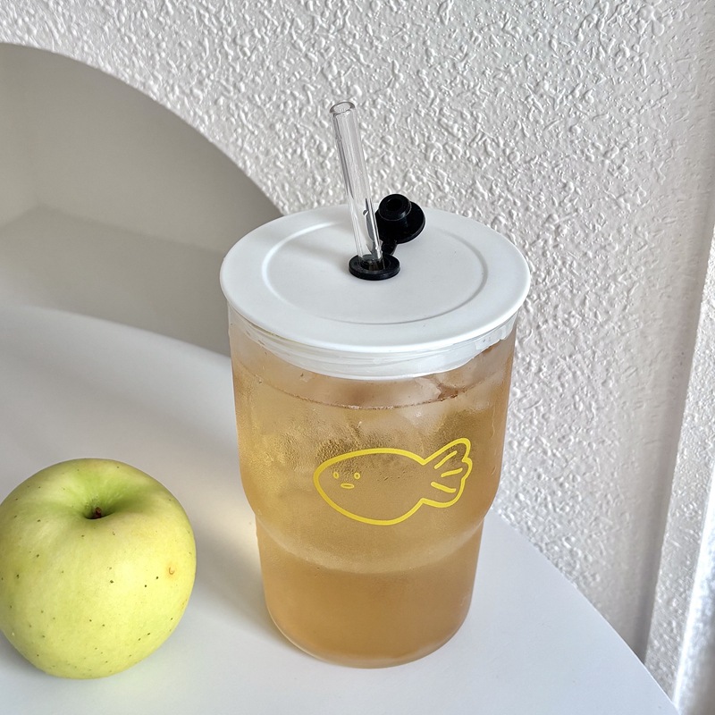 Boli American, Japanese and South Korean bloggers' InS-style high borosilicate glass straw cups, girlish heart water cups, student drinking cups Application Scenario