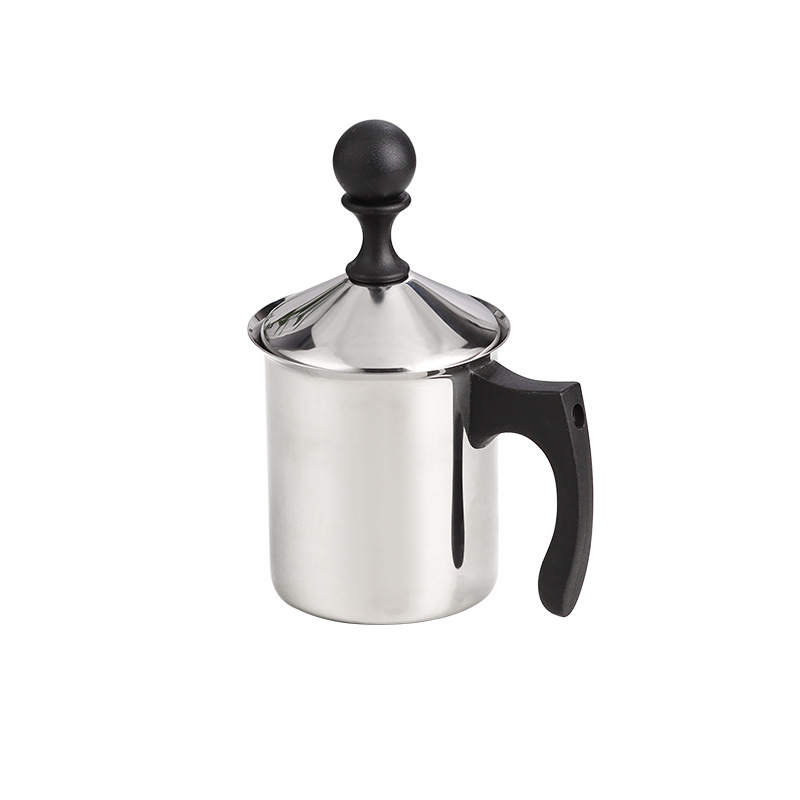 Stainless steel milk mixer, milk mixing tank, manual milk foam pot, Japanese foaming machine, double-layer filter foaming machine, coffee supplies Item Picture