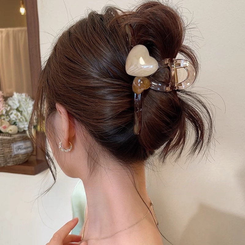 Jelly heart-shaped hairpin, large hair volume, hairpin at the back of the head, elegant and sophisticated for women, spring and summer hairpin headwear details Picture