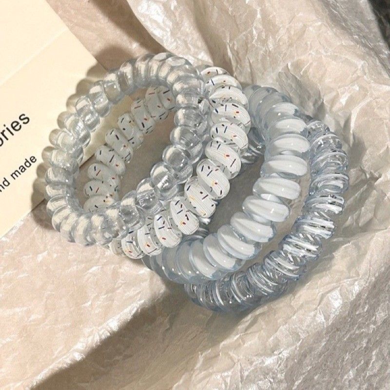 High-quality grape coconut polka dot telephone line hair band, Korean high-end style, new hair rope with high elasticity and durability full figure