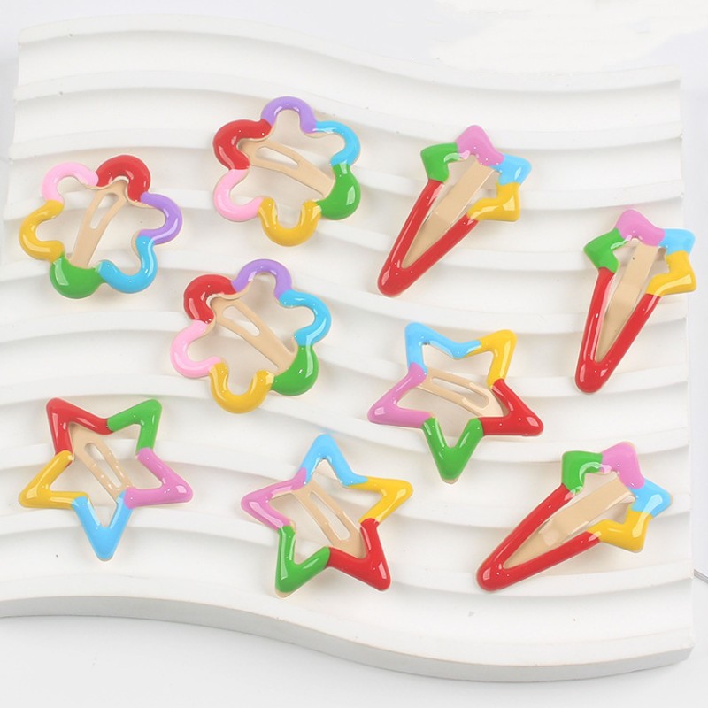 Wholesale of new children's star hair clips, rainbow candy-colored flower hair accessories, headwear and side hair clips details Picture