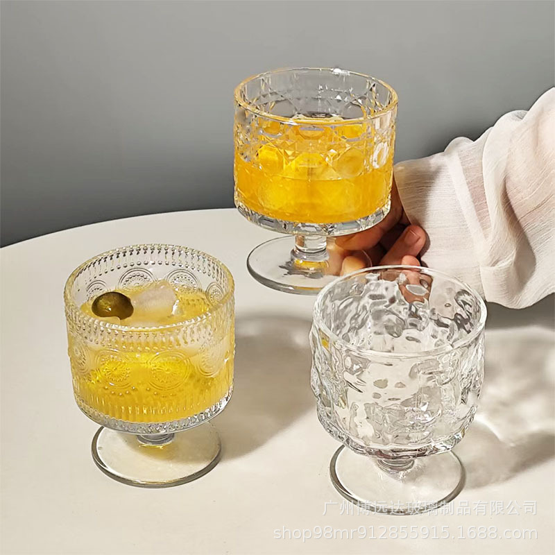 Chinese-style tree-patterned low-stemmed glass cups, high-appearance level sparkling water cups, juice drink cups, slightly tipsy wine cups, cocktail cups details Picture