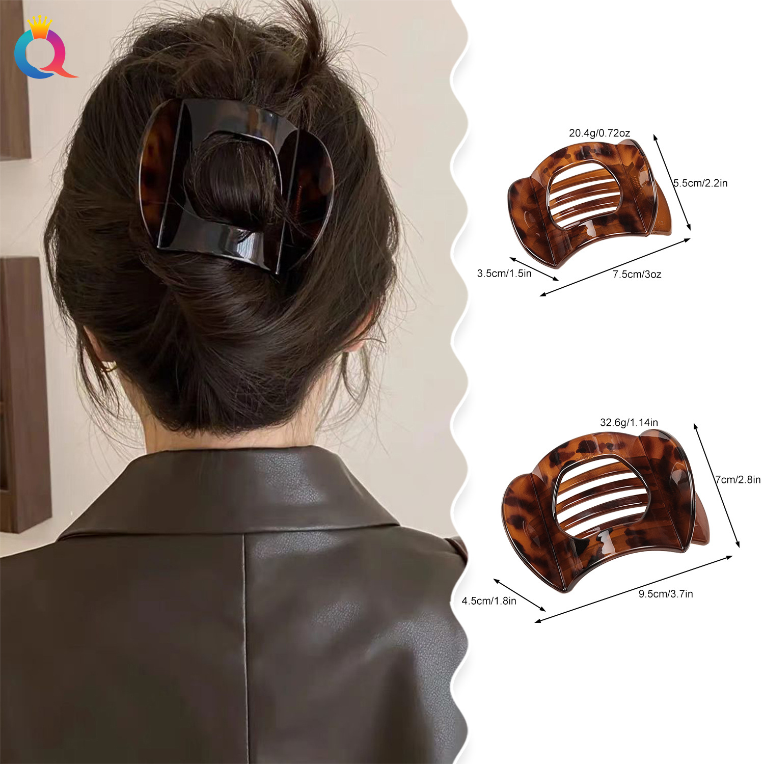 Wholesale of Qiyue Amazon PC gold coin hair clips, ins updo hair clips, women's back of the head duckbill clips, hair accessories details Picture