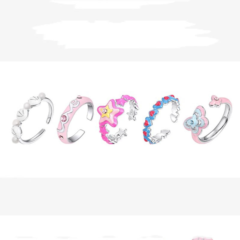 Sweet and cool style pink drip glaze open ring for women, y2k dopamine ring, niche design, individual and fashionable index finger ring details Picture