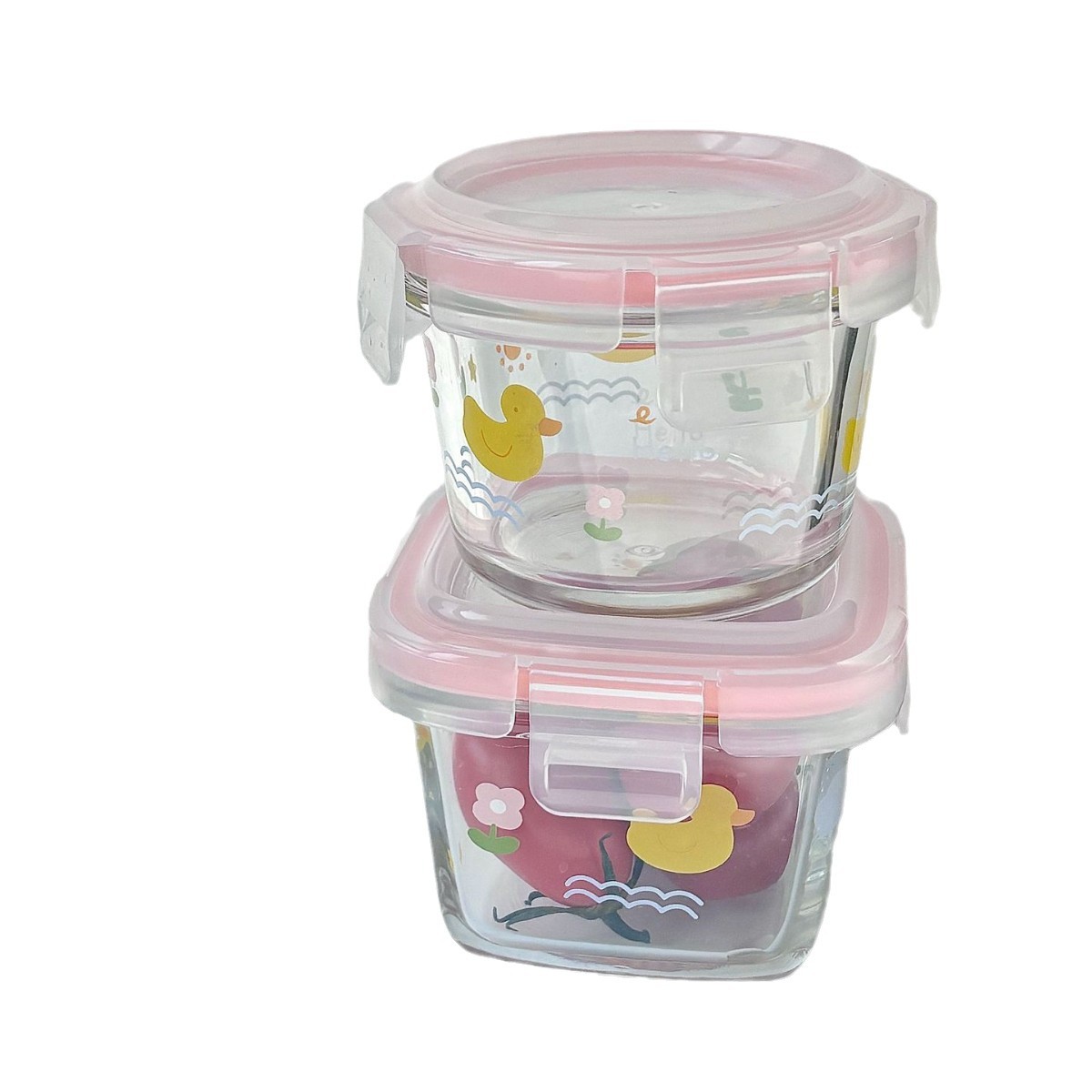Little duck high borosilicate glass baby food box, microwave oven children's snack bowl, fruit puree bowl Item Picture
