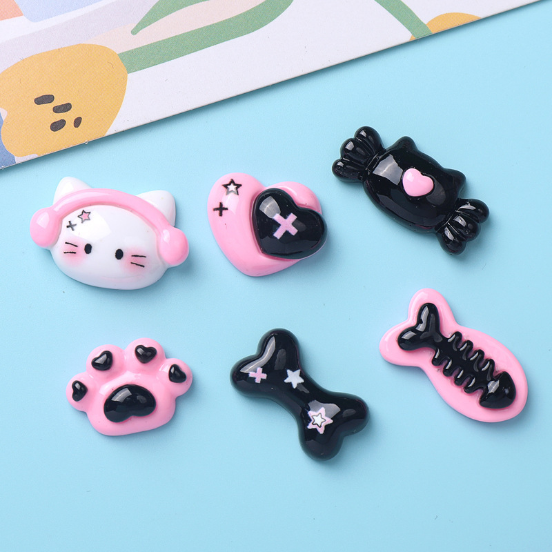 Fish bones, cat PAWS, resin accessories, hair clips, hair accessories, diy accessories, headwear, hair tie accessories, cream glue accessories Specification drawing